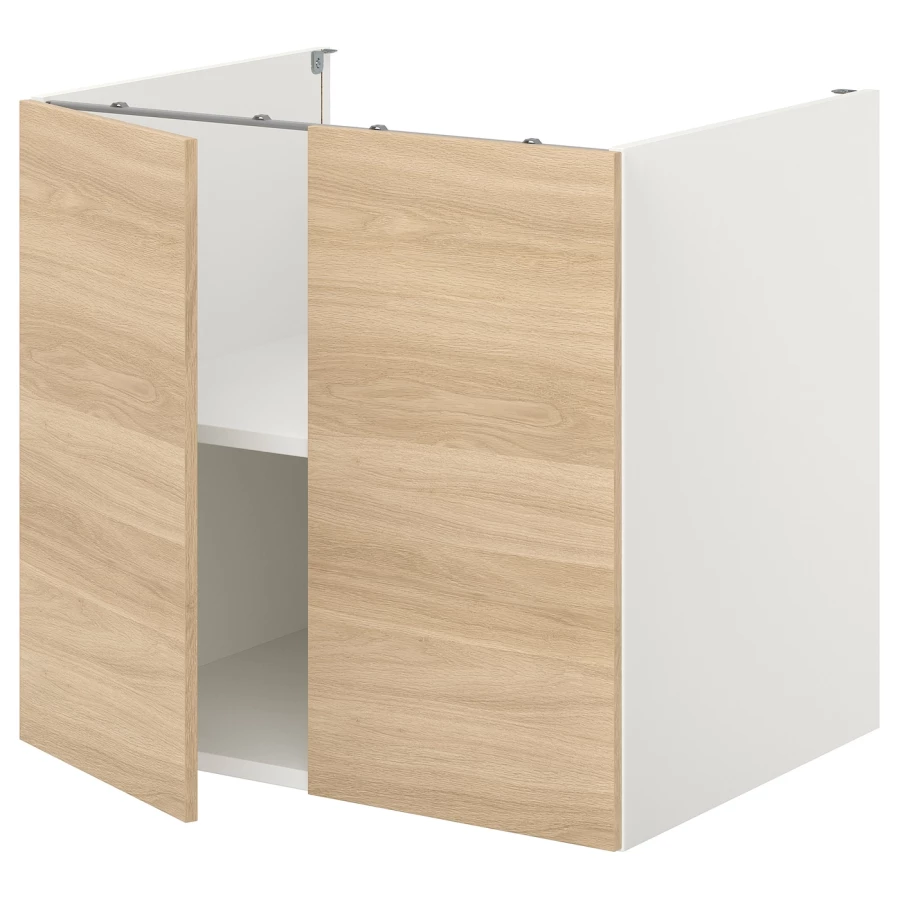 Напольный шкаф с ящиками - IKEA ENHET, 75x62x80см, белый/светло-коричневый, ЭХНЕТ ИКЕА (изображение №1)