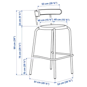Барный стул - YNGVAR IKEA/ ИНГВАР ИКЕА, 99х53х51 см, черный