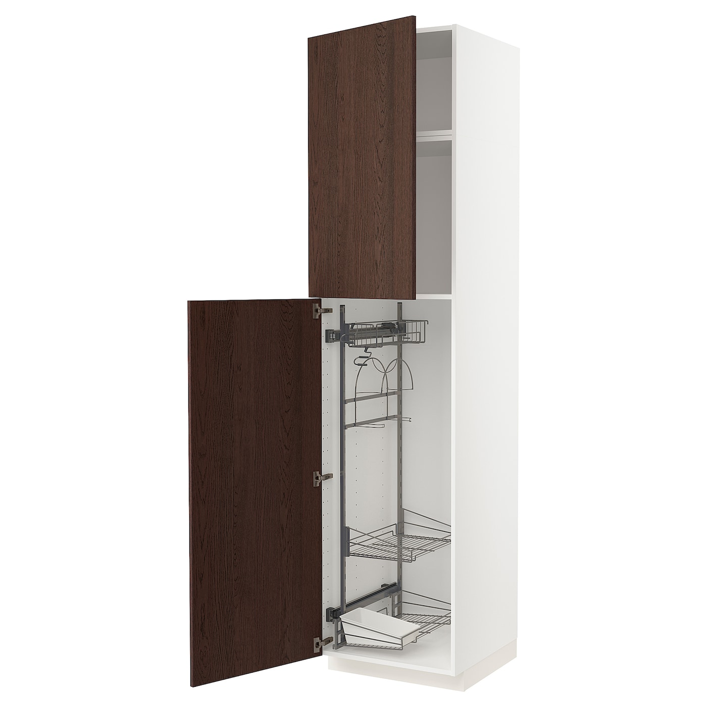 Высокий шкаф/бытовой - IKEA METOD/МЕТОД ИКЕА, 60х60х240 см, белый-коричневый
