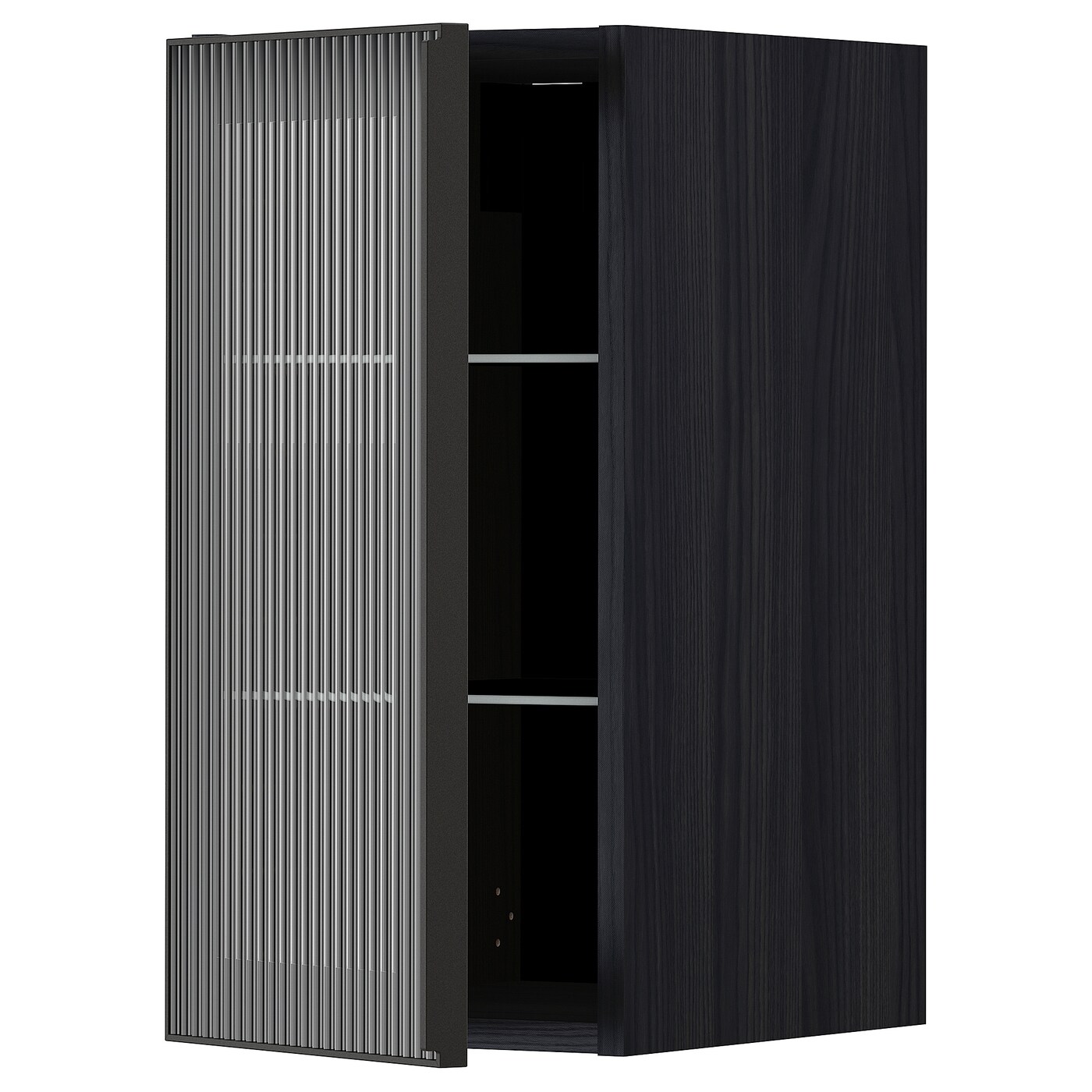 Шкаф со стеклянными дверцами - METOD IKEA/ МЕТОД ИКЕА, 60х30 см, черный