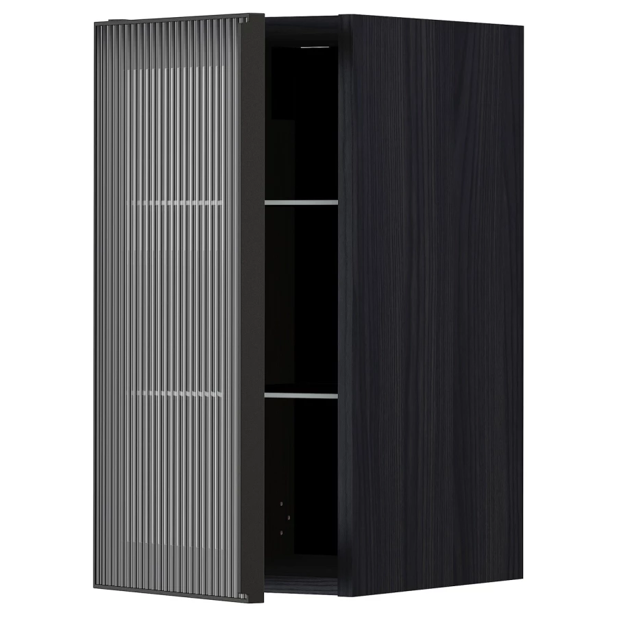 Шкаф со стеклянными дверцами - METOD IKEA/ МЕТОД ИКЕА, 60х30 см, черный (изображение №1)
