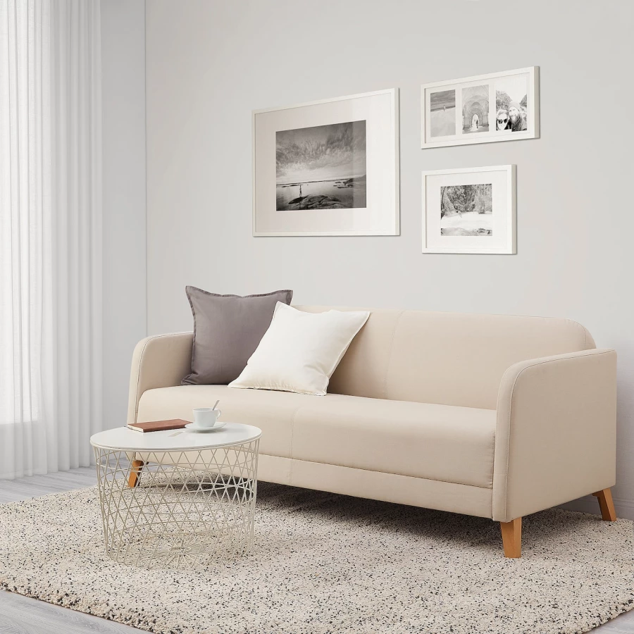 3-местный диван - IKEA LINANÄS/LINANAS, 76x80,5x197см, серый/светло-серый, ЛИНАНАС ИКЕА (изображение №5)