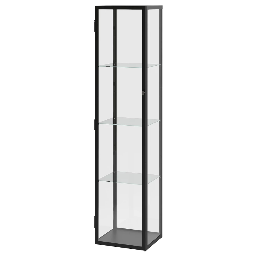 Шкаф со стеклянными дверцами - BLÅLIDEN/BLАLIDEN    IКЕА/ БЛОЛИЕН ИКЕА, 35x32x151 см, черный/прозрачный (изображение №1)