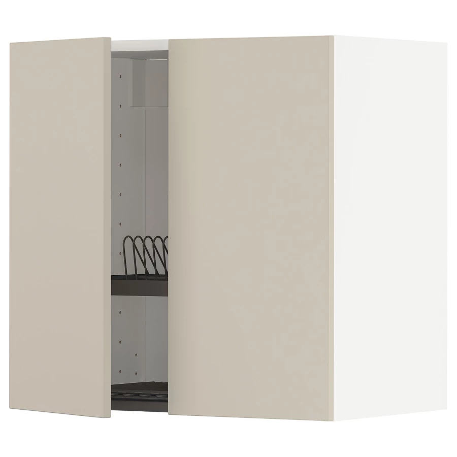 Навесной шкаф с сушилкой - METOD IKEA/ МЕТОД ИКЕА, 60х60 см, светло-коричневый/белый (изображение №1)