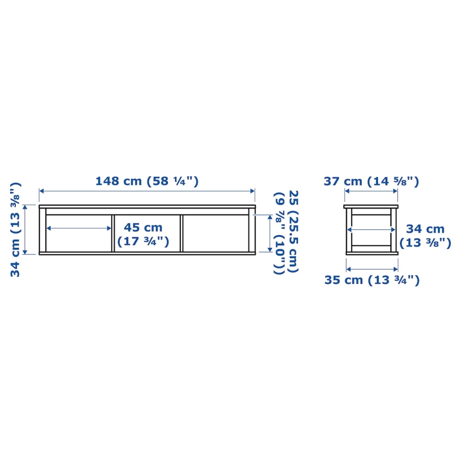 Настенная полка - HEMNES IKEA/ ХЕМНЭС ИКЕА,  148х34 см, белый (изображение №3)