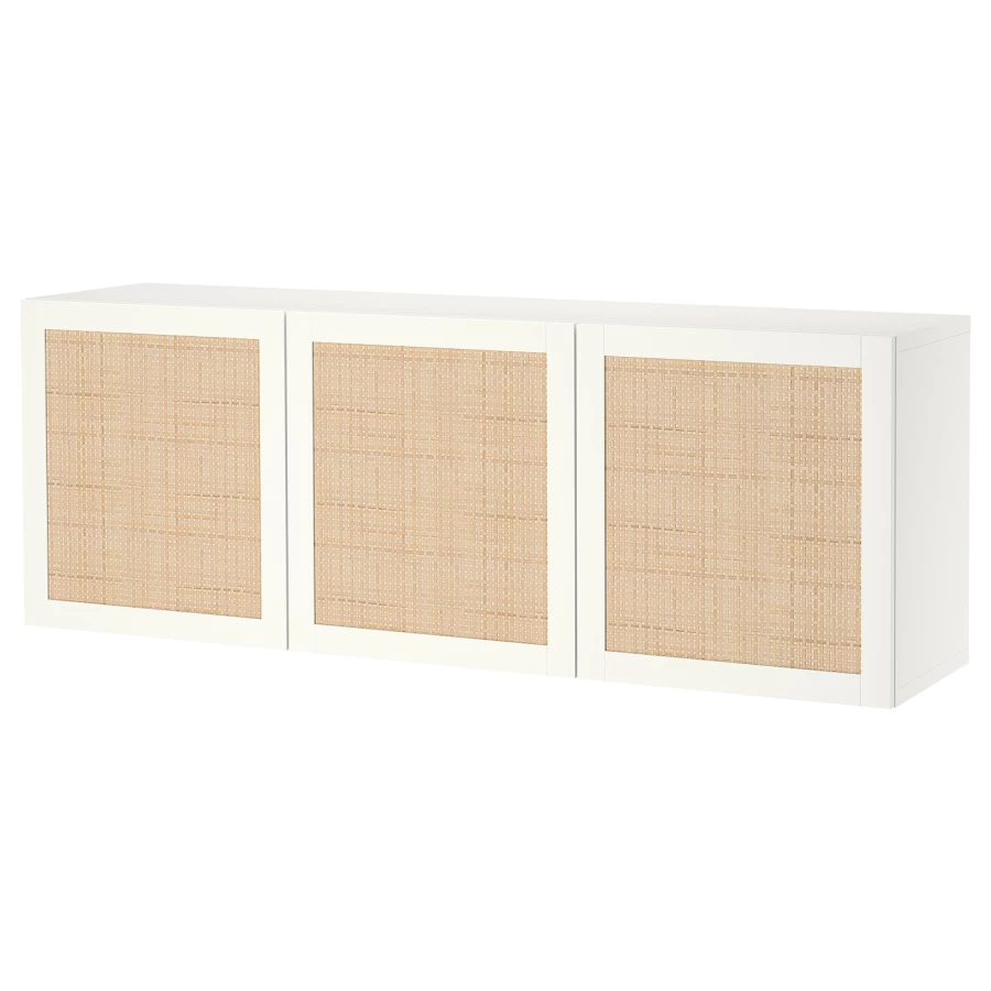 Навесной шкаф - IKEA BESTÅ/BESTA/БЕСТО ИКЕА, 64х42х180 см, белый/бежевый (изображение №1)