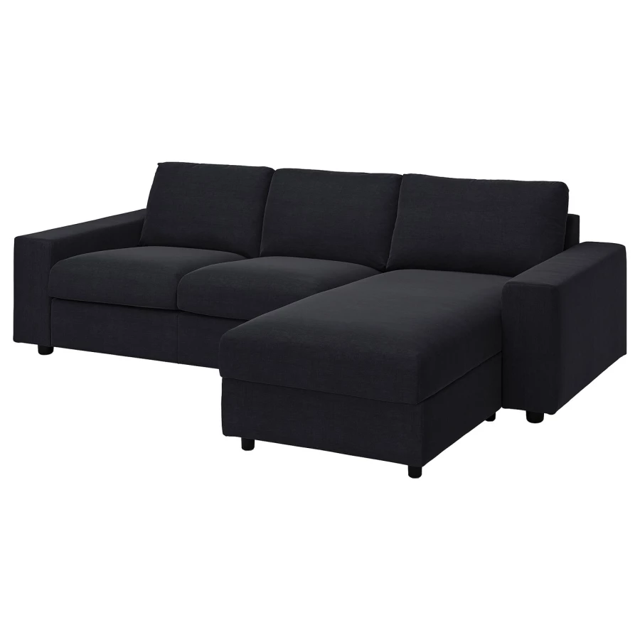 Чехол на 3-местный диван с шезлонгом - KEA VIMLE/ВИМЛЕ ИКЕА, черный (изображение №1)