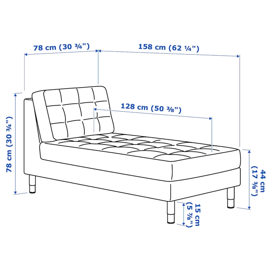 Кушетка - IKEA LANDSKRONA/ЛАНДСКРОНА ИКЕА, 78х158х78 см, белый (изображение №2)