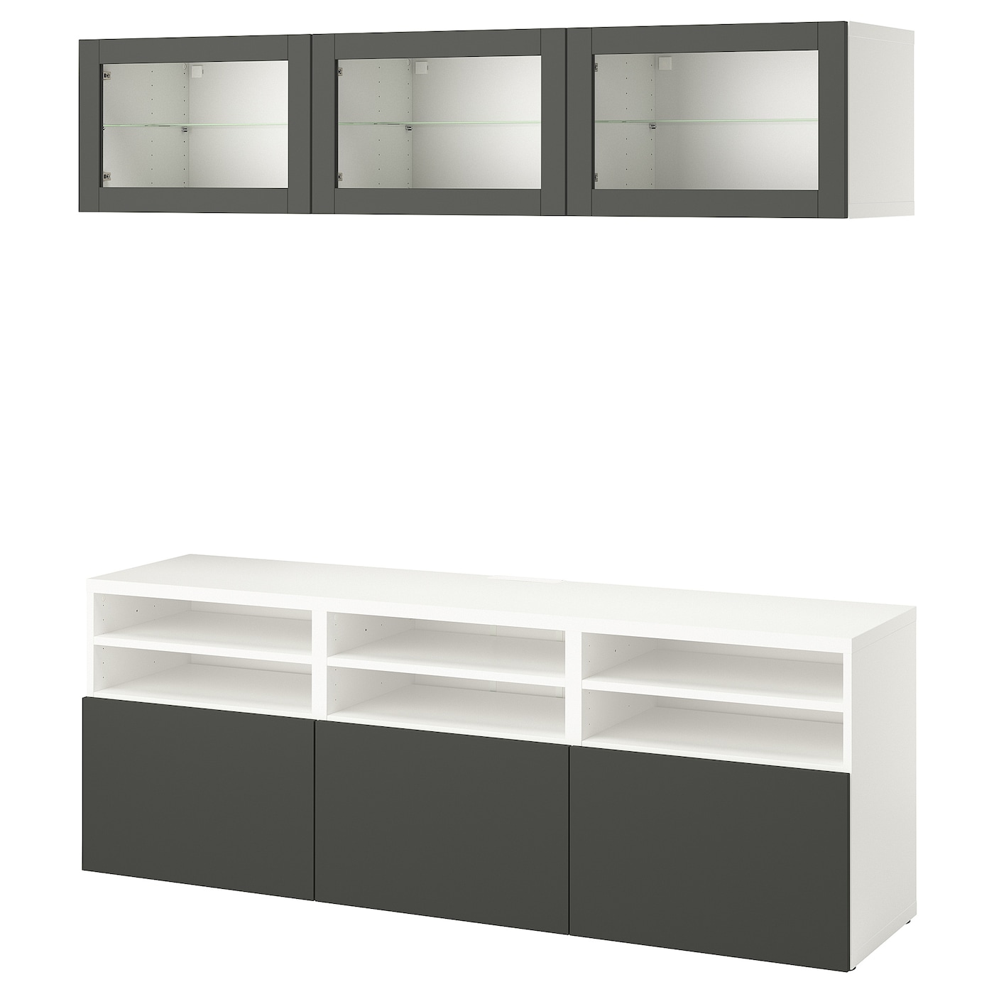 Комбинация для ТВ со стеклянной дверью - IKEA BESTÅ/BESTA, 192x42x180см, белый, БЕСТО ИКЕА