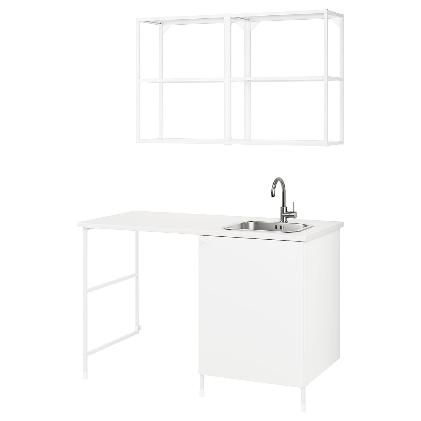 Комбинация шкафов для прачечной и кухни - ENHET  IKEA/ ЭНХЕТ ИКЕА, 139x63,5x87,5 см, белый
