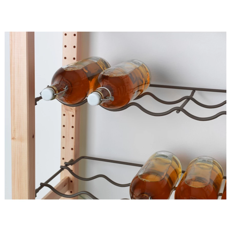 Стеллаж для бутылок - IKEA IVAR, 89х30х124 см, сосна/серый, ИВАР ИКЕА (изображение №4)
