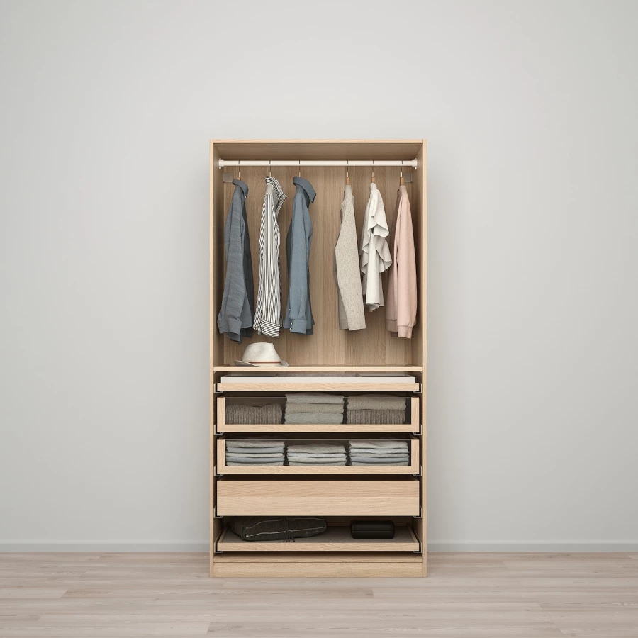 Шкаф - IKEA PAX/FORSAND/ПАКС/ФОРСАНД ИКЕА, 100х60х201,2 см, светло-коричневый (изображение №3)