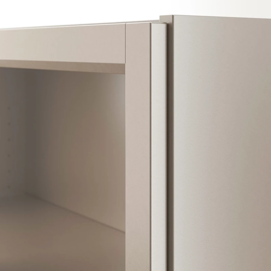 Книжный шкаф со стеклянной дверцей - BILLY IKEA/БИЛЛИ ИКЕА, 30х80х202 см, бежевый (изображение №9)