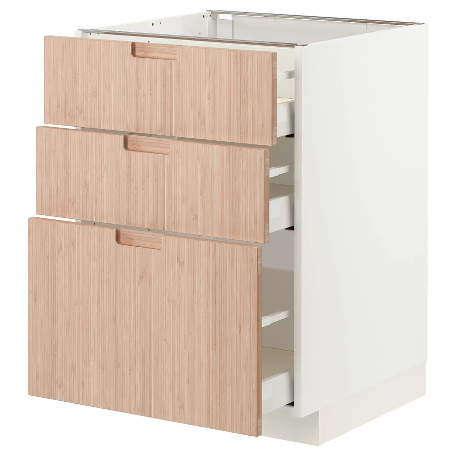 Напольный кухонный шкаф  - IKEA METOD MAXIMERA, 88x62x60см, белый/светло-коричневый, МЕТОД МАКСИМЕРА ИКЕА (изображение №1)
