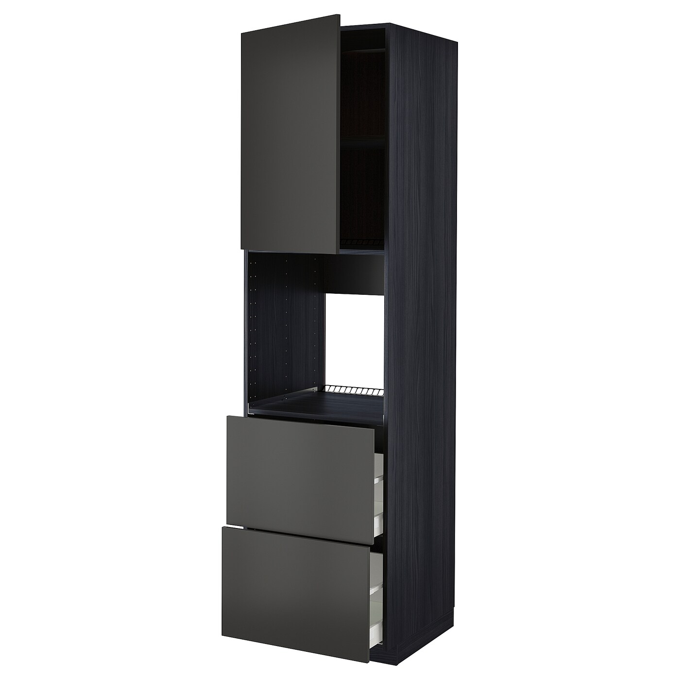 Высокий шкаф с ящиками - IKEA METOD/MAXIMERA/МЕТОД/МАКСИМЕРА ИКЕА, 220х60х60 см, черный