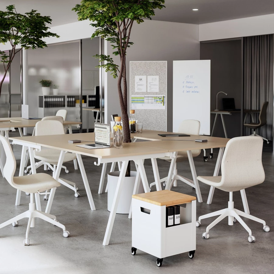 Письменный стол - IKEA TROTTEN, 140х80 см, бежевый/белый, ТРОТТЕН ИКЕА (изображение №5)