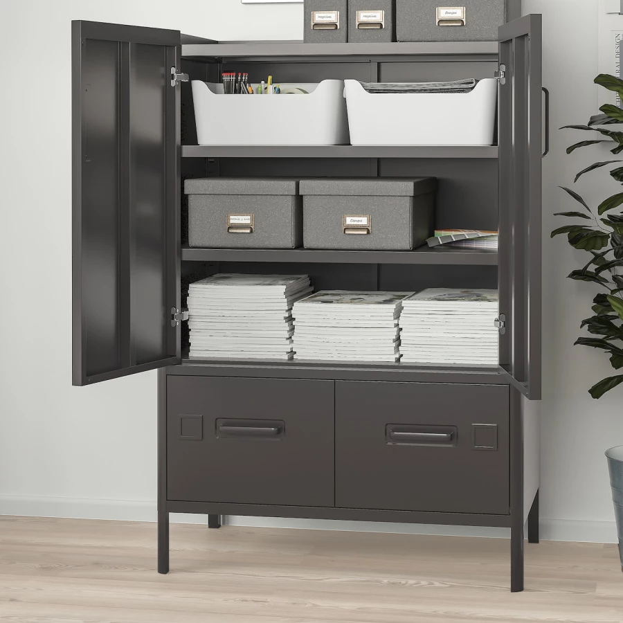 Офисный шкаф - IKEA IDÅSEN/IDASEN, темно-серый, 80x47x119 см, ИДОСЕН ИКЕА (изображение №4)