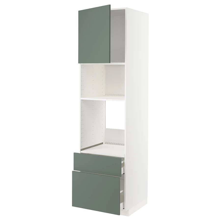 Высокий шкаф с ящиками - IKEA METOD/MAXIMERA/МЕТОД/МАКСИМЕРА ИКЕА, 220х60х60 см, белый/темно-зеленый (изображение №1)