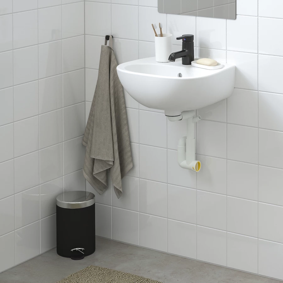 Раковина с сифоном и смесителем - IKEA SKATSJÖN/SKATSJON/RÄNNILEN/RANNILEN/SALJEN, 45х35 см, белый, СКАТШЁН/РЭННИЛЕН/САЛЬЕН ИКЕА (изображение №3)