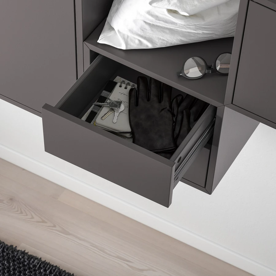 Комбинация с навесным шкафом - IKEA EKET, 175x35x70 см, темно-серый, ЭКЕТ ИКЕА (изображение №3)