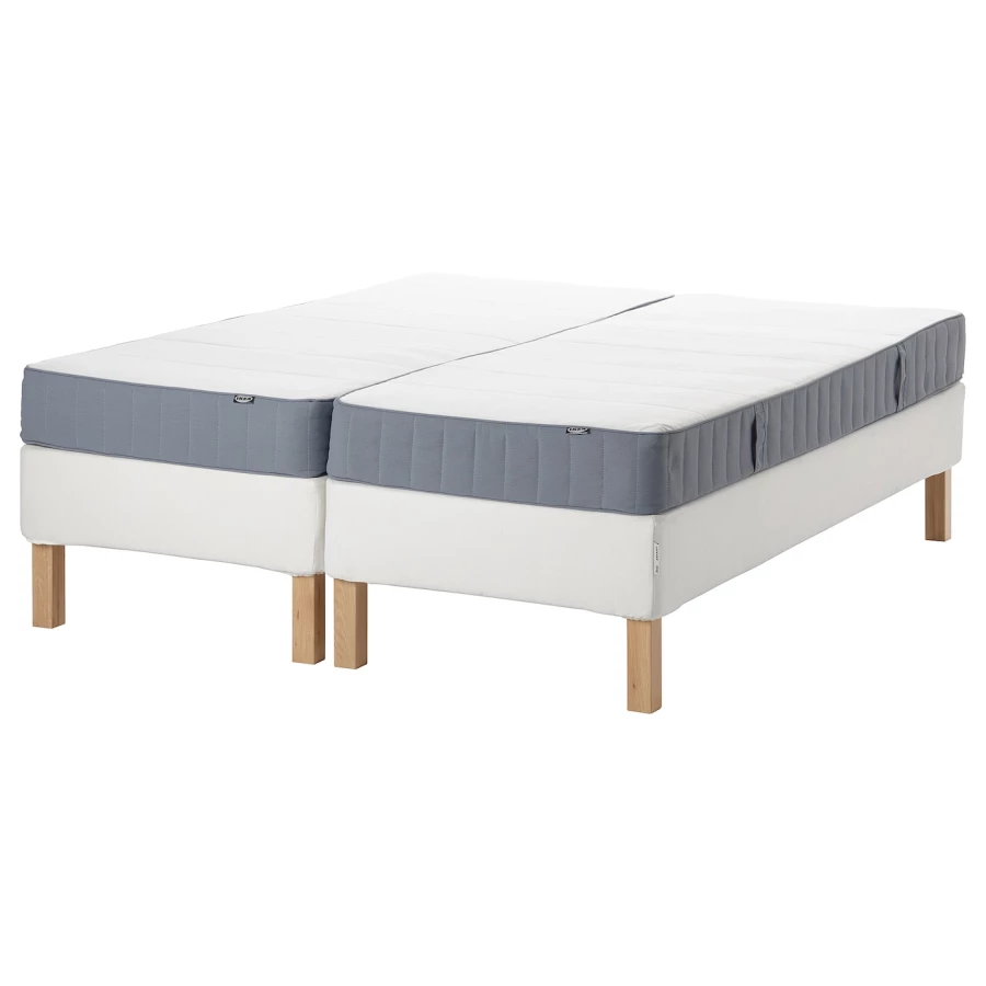 Континентальная кровать - IKEA ESPEVÄR/ESPEVAR/VESTMARKA, 200х180 см, матрас жесткий/средне-жесткий, белый, ЭСПЕВАР/ВЕСТМАРКА ИКЕА (изображение №1)
