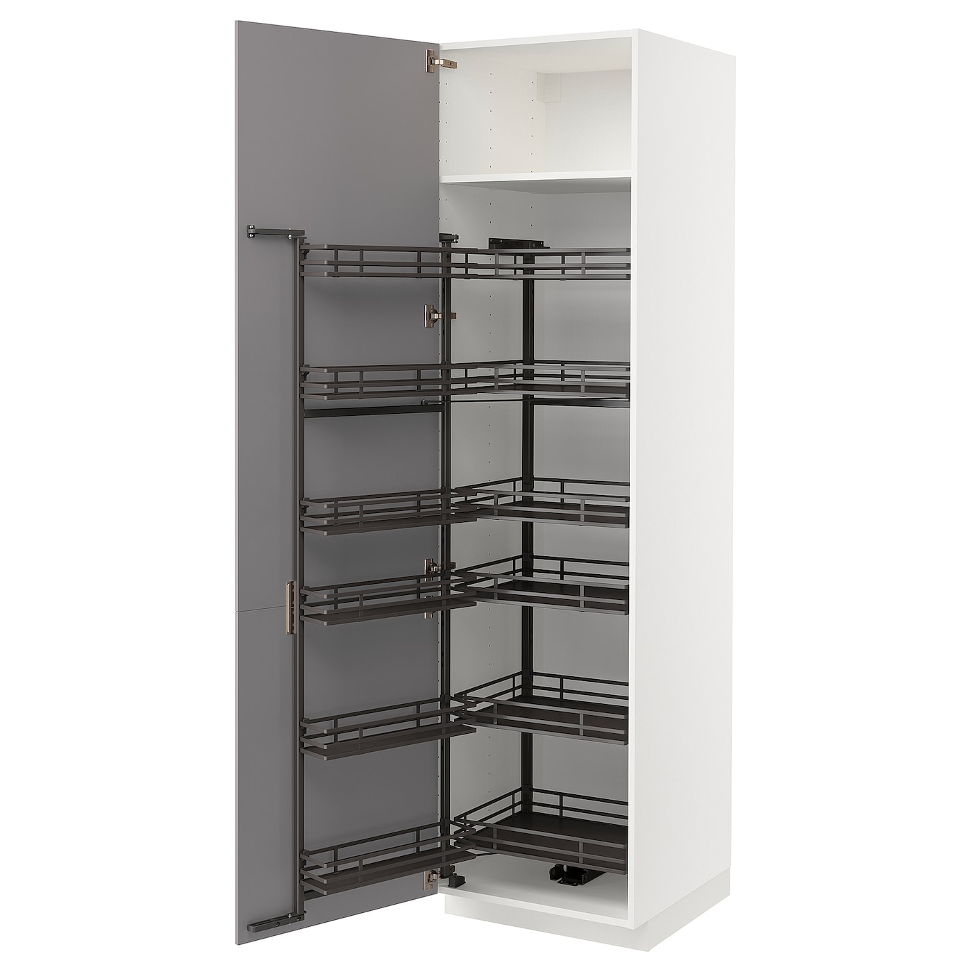 Высокий шкаф с выдвижной кладовой - IKEA METOD/МЕТОД ИКЕА, 60х60х220 см, серый/белый