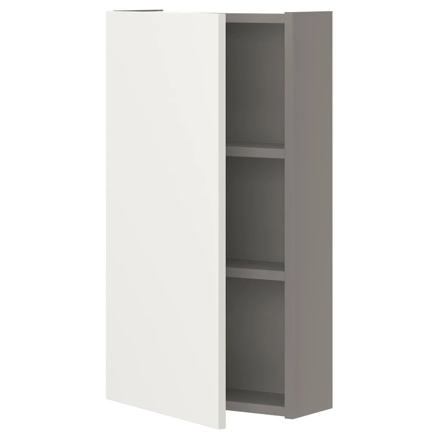 Настенный шкаф для ванной комнаты - ENHET IKEA/ ЭНХЕТ ИКЕА, 40x15x75 см, белый/серый (изображение №1)