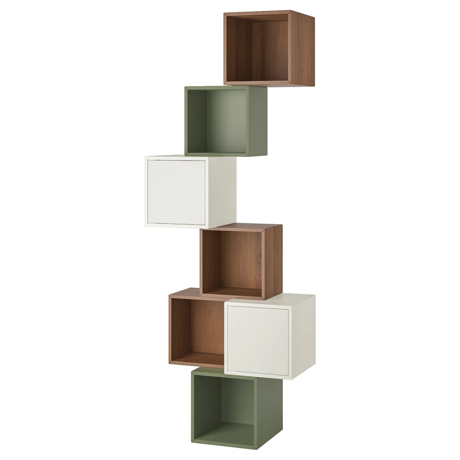 Комбинация для хранения - EKET IKEA/ ЭКЕТ ИКЕА,  210х80 см, белый/коричневый/зеленый (изображение №1)