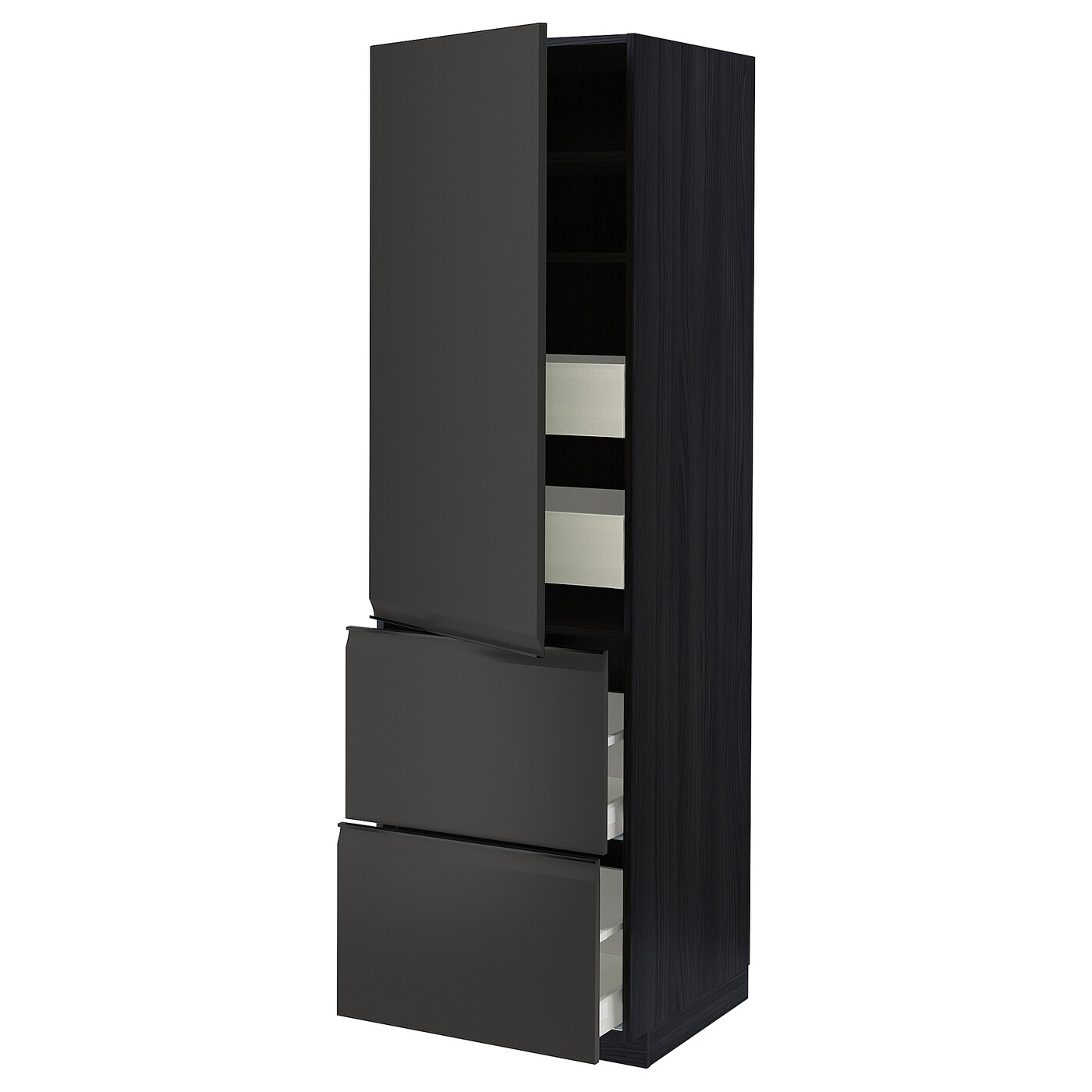 Высокий шкаф - IKEA METOD/MAXIMERA/МЕТОД/МАКСИМЕРА ИКЕА, 60х60х200 см, черный