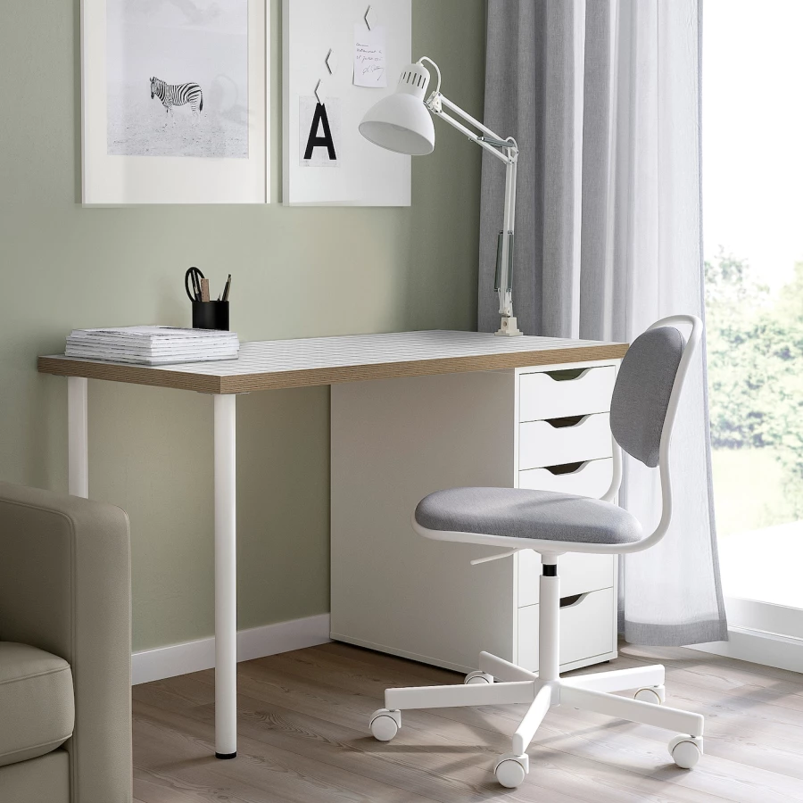Письменный стол с ящиком - IKEA LAGKAPTEN/ALEX, 140x60 см, белый антрацит, АЛЕКС/ЛАГКАПТЕН ИКЕА (изображение №8)