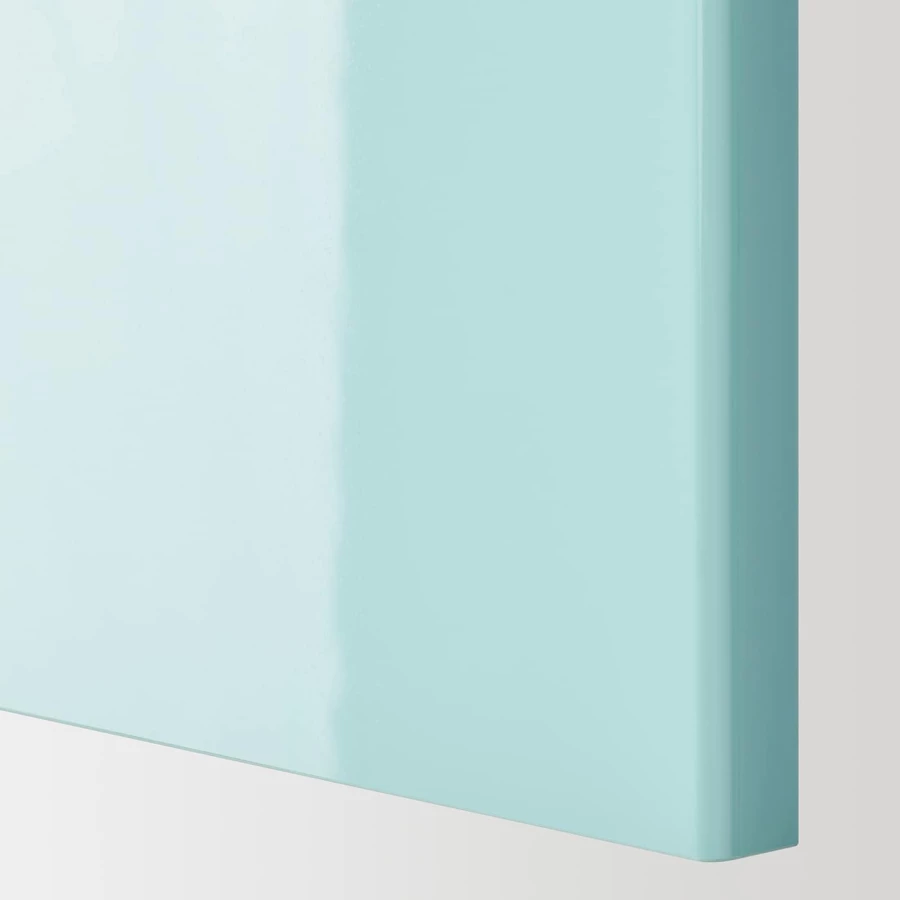 Угловой шкаф-тумба с полкой - IKEA METOD/МЕТОД ИКЕА, 128х68 см, белый/голубой глянцевый (изображение №2)