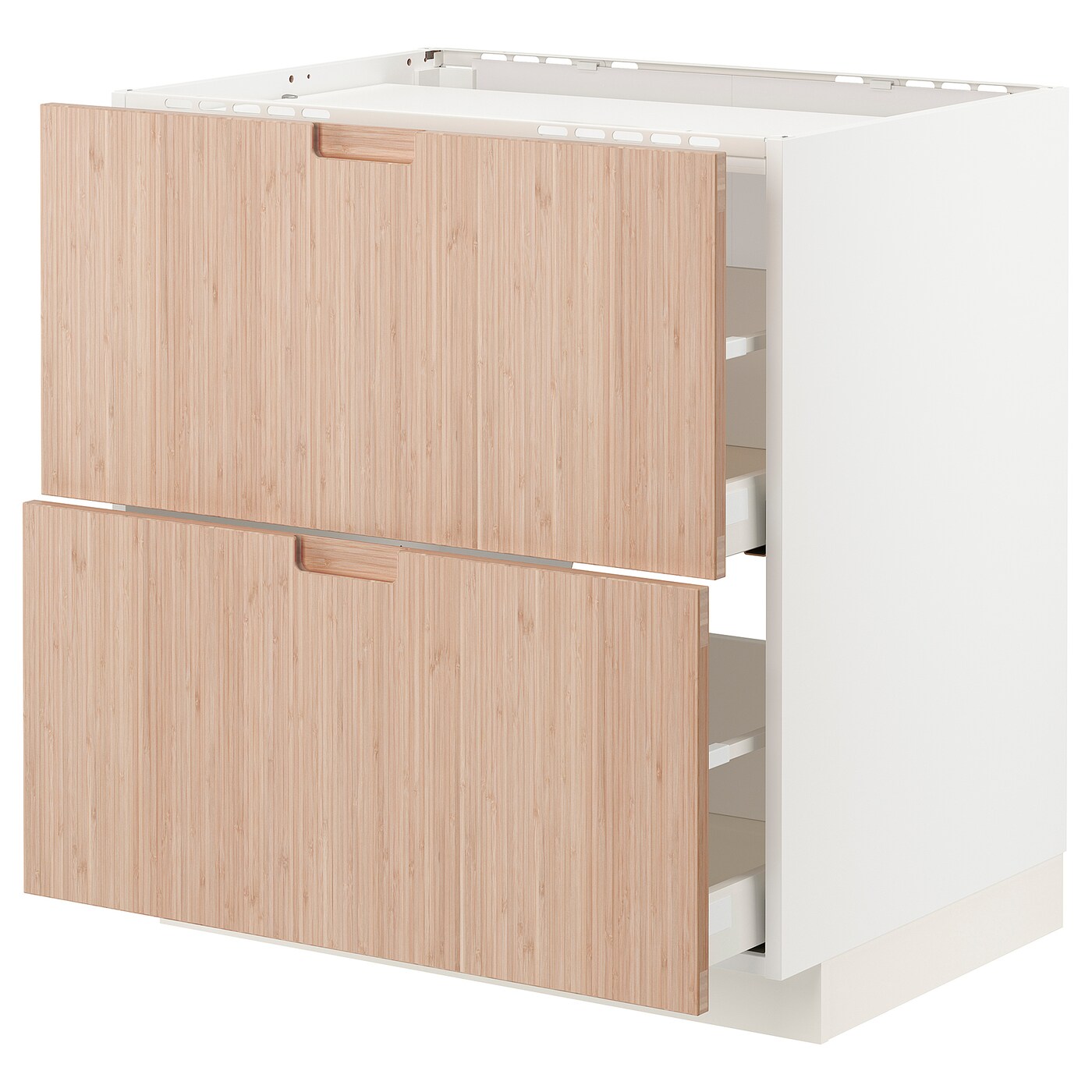 Напольный кухонный шкаф  - IKEA METOD MAXIMERA, 88x62x80см, белый/светлый бамбук, МЕТОД МАКСИМЕРА ИКЕА