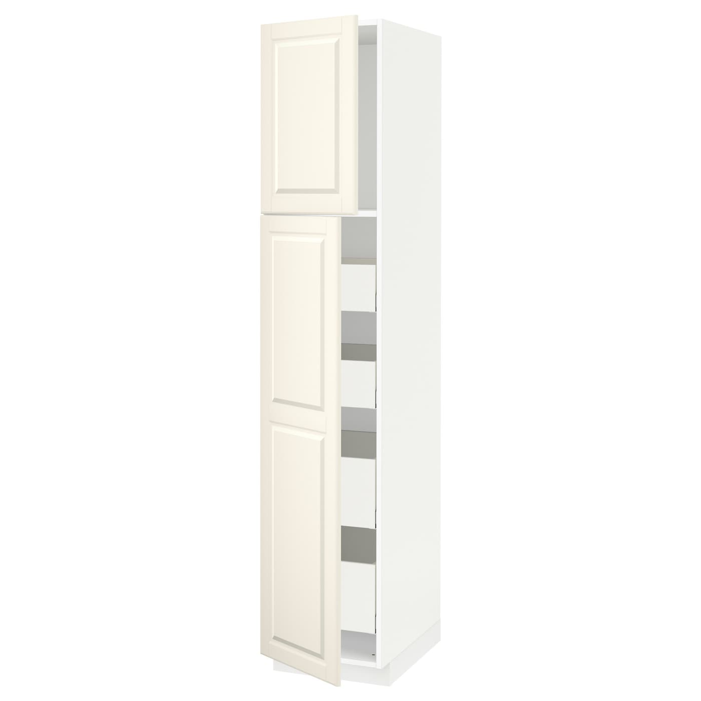 Высокий шкаф - IKEA METOD/MAXIMERA/МЕТОД/МАКСИМЕРА ИКЕА, 200х60х40 см, белый/кремовый