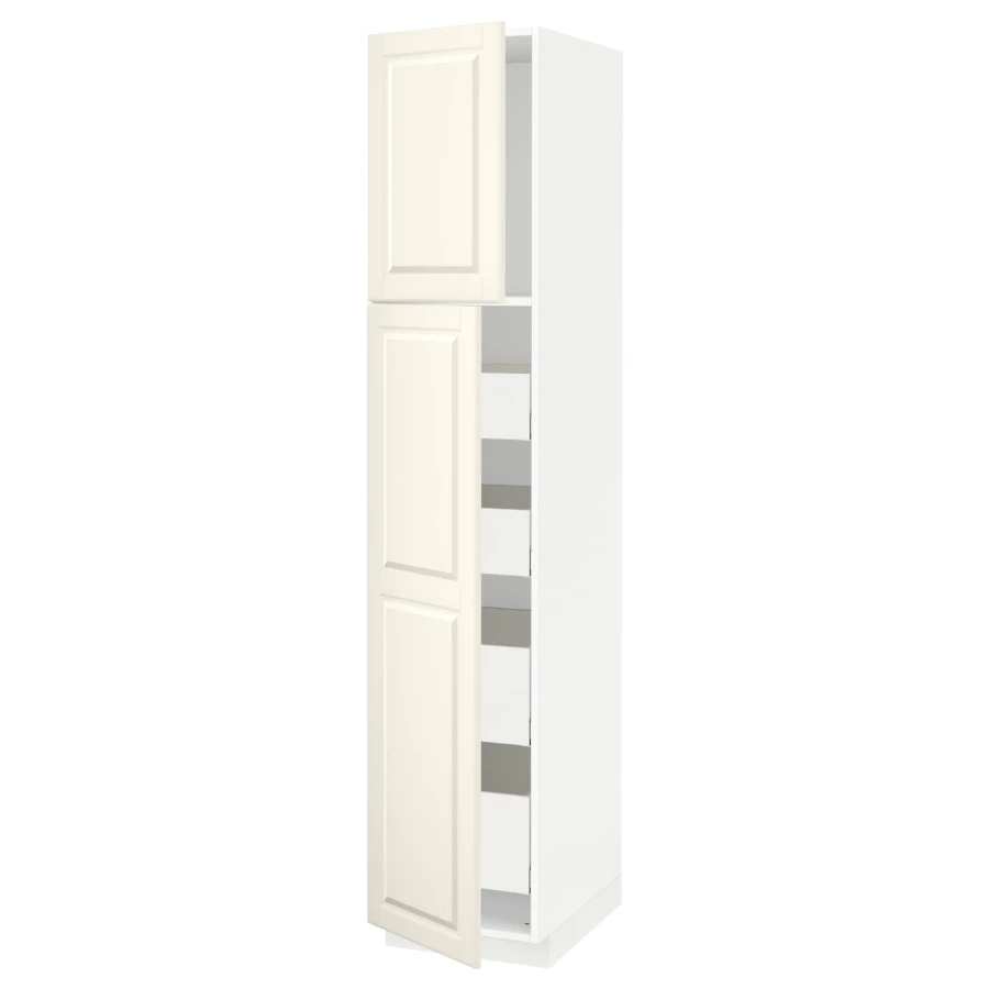 Высокий шкаф - IKEA METOD/MAXIMERA/МЕТОД/МАКСИМЕРА ИКЕА, 200х60х40 см, белый/кремовый (изображение №1)