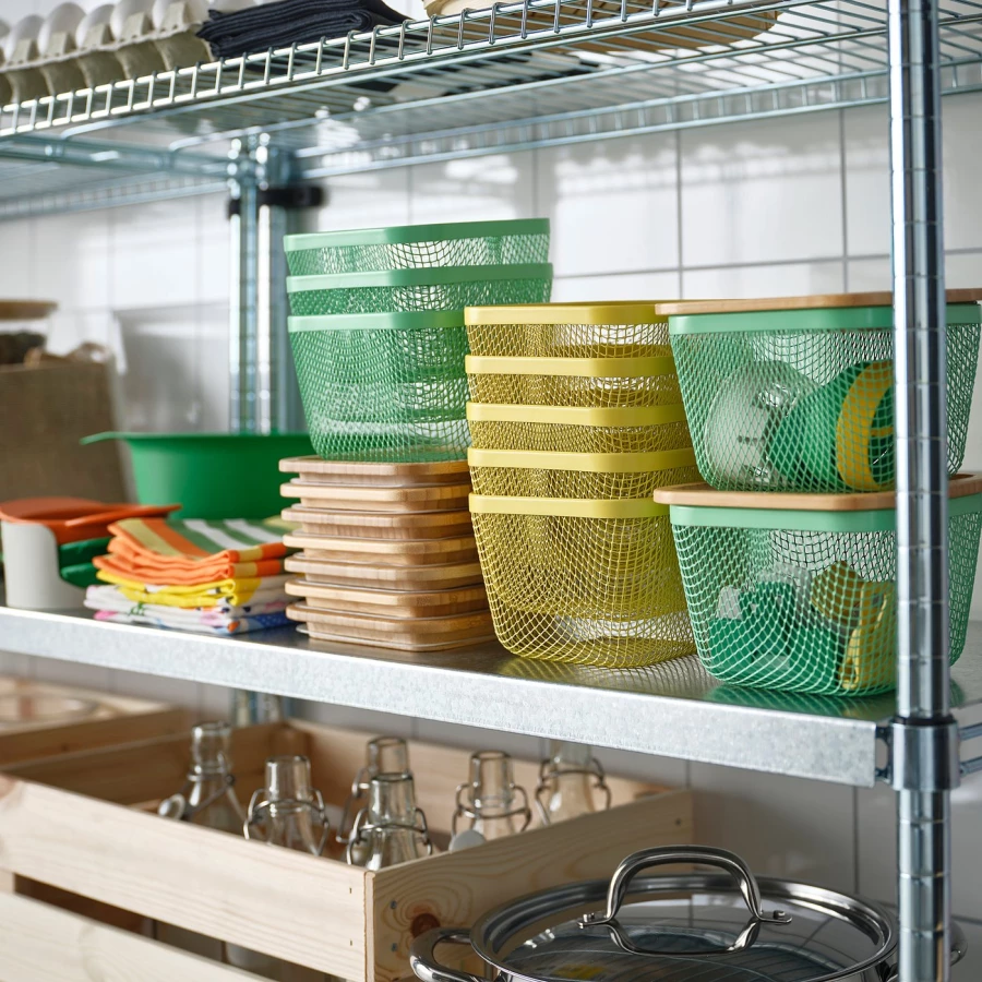 Корзина для продуктов IKEA 365+/ ИКЕА  365+, 14х14х10 см, желтый/зеленый (изображение №5)