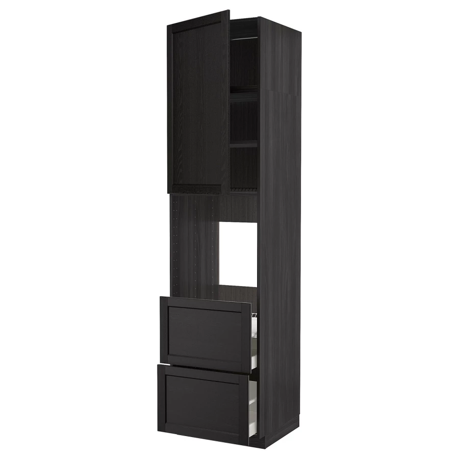 Высокий шкаф с ящиками - IKEA METOD/MAXIMERA/МЕТОД/МАКСИМЕРА ИКЕА, 240х60х60 см, черный (изображение №1)