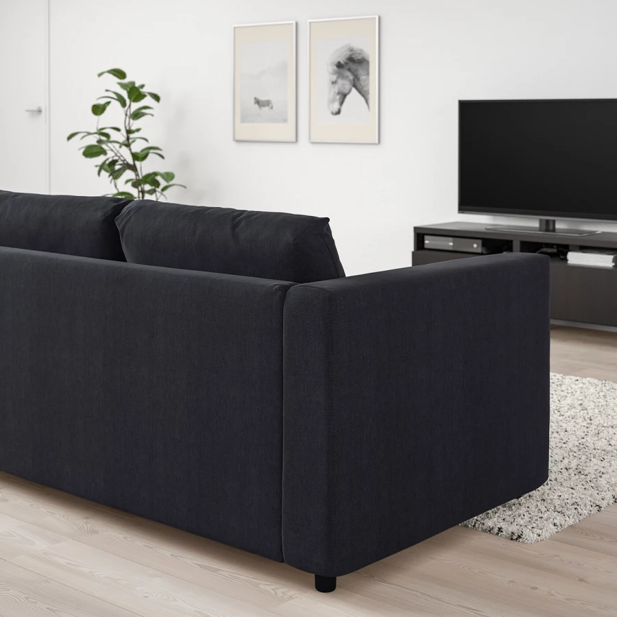 3-местный диван - IKEA VIMLE, 98x261см, черный, ВИМЛЕ ИКЕА (изображение №5)