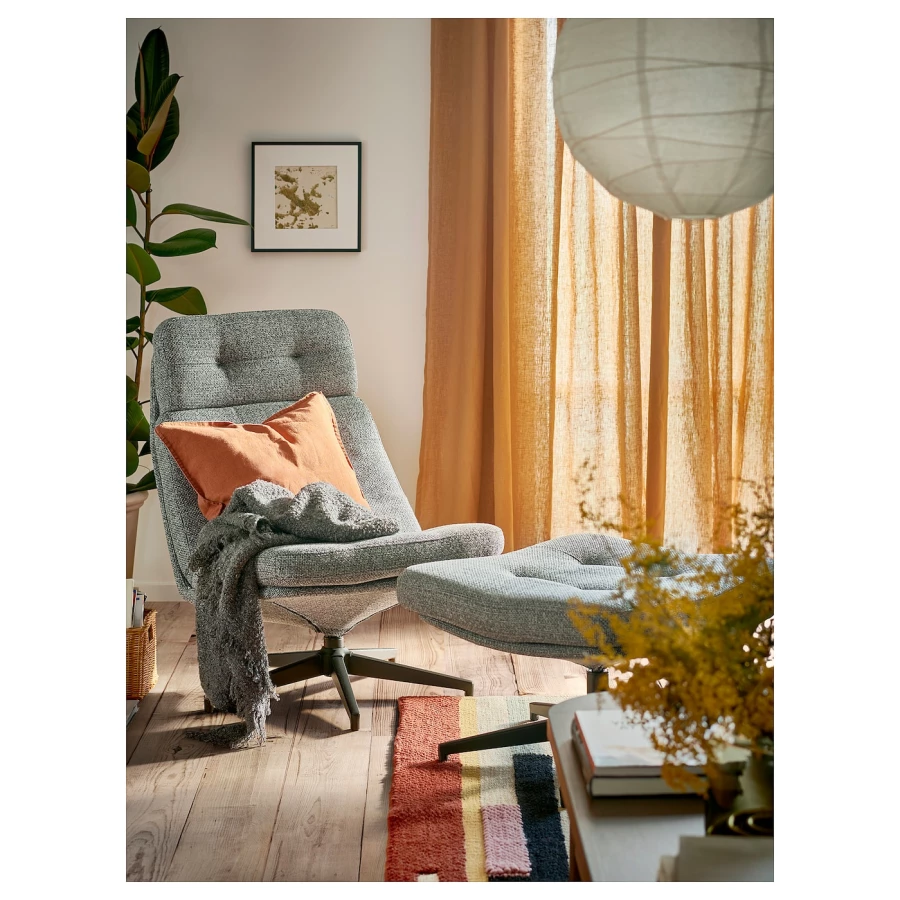 Кресло и пуф - IKEA HAVBERG, 66х99х92 см, серый, ХАВБЕРГ ИКЕА (изображение №2)