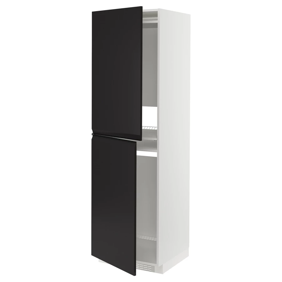 Высокий шкаф - IKEA METOD/МЕТОД ИКЕА, 200х60х60 см, белый/черный (изображение №1)
