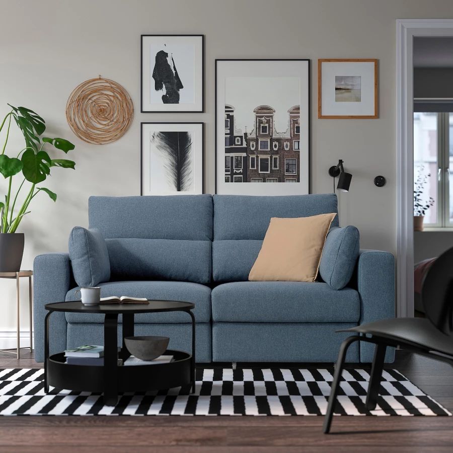 2-местный диван - IKEA ESKILSTUNA/ЭСКИЛЬСТУНА ИКЕА, 100х109х190 см, синий (изображение №3)