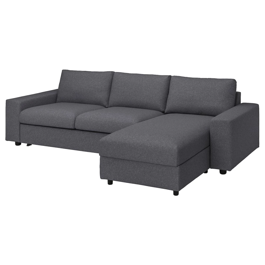 3-местный диван с шезлонгом - IKEA VIMLE, 98x285см, серый, ВИМЛЕ ИКЕА (изображение №2)