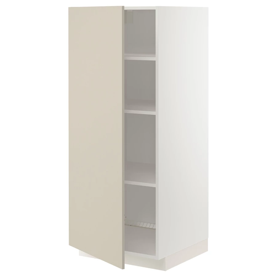 Напольный кухонный шкаф с полками - IKEA METOD/МЕТОД ИКЕА, 140х60х60 см, белый/бежевый (изображение №1)
