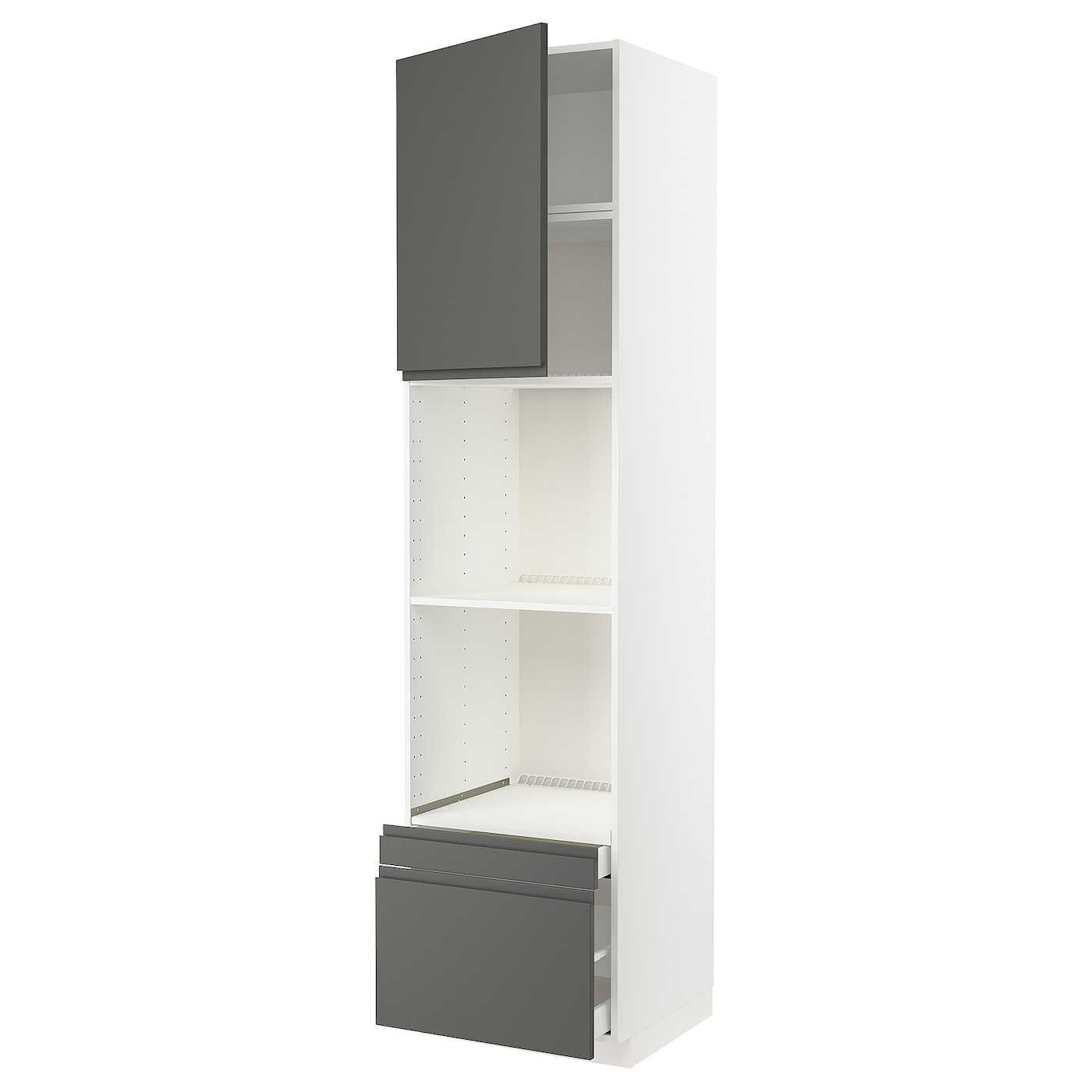 Высокий шкаф с ящиками - IKEA METOD/MAXIMERA/МЕТОД/МАКСИМЕРА ИКЕА, 240х60х60 см, белый/темно-серый