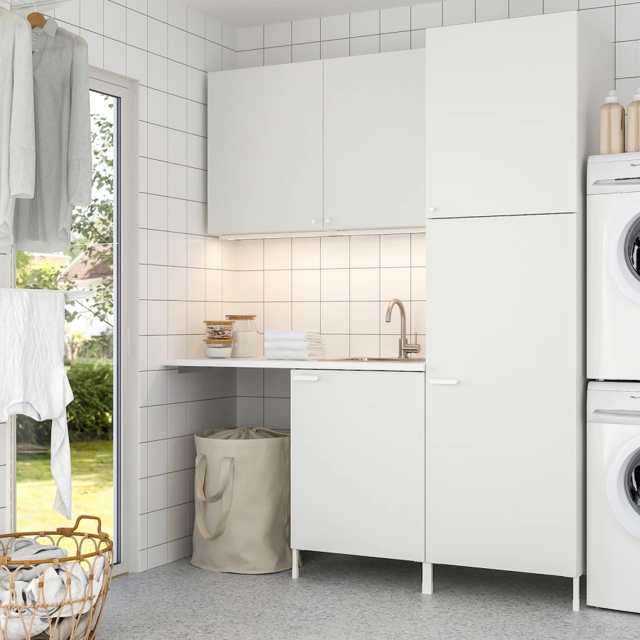 Комбинация для ванной - IKEA ENHET, 180х63.5х222.5 см, белый, ЭНХЕТ ИКЕА (изображение №2)