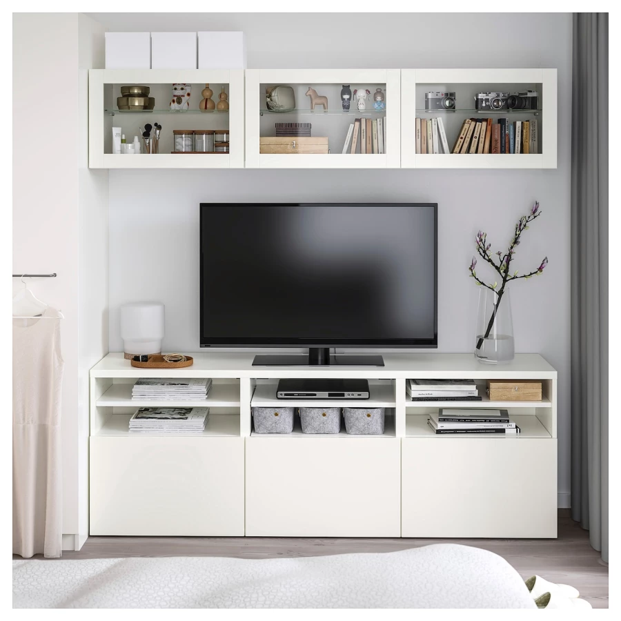 Комбинация для хранения ТВ - IKEA BESTÅ/BESTA, 192x42x180см, белый, БЕСТО ИКЕА (изображение №8)