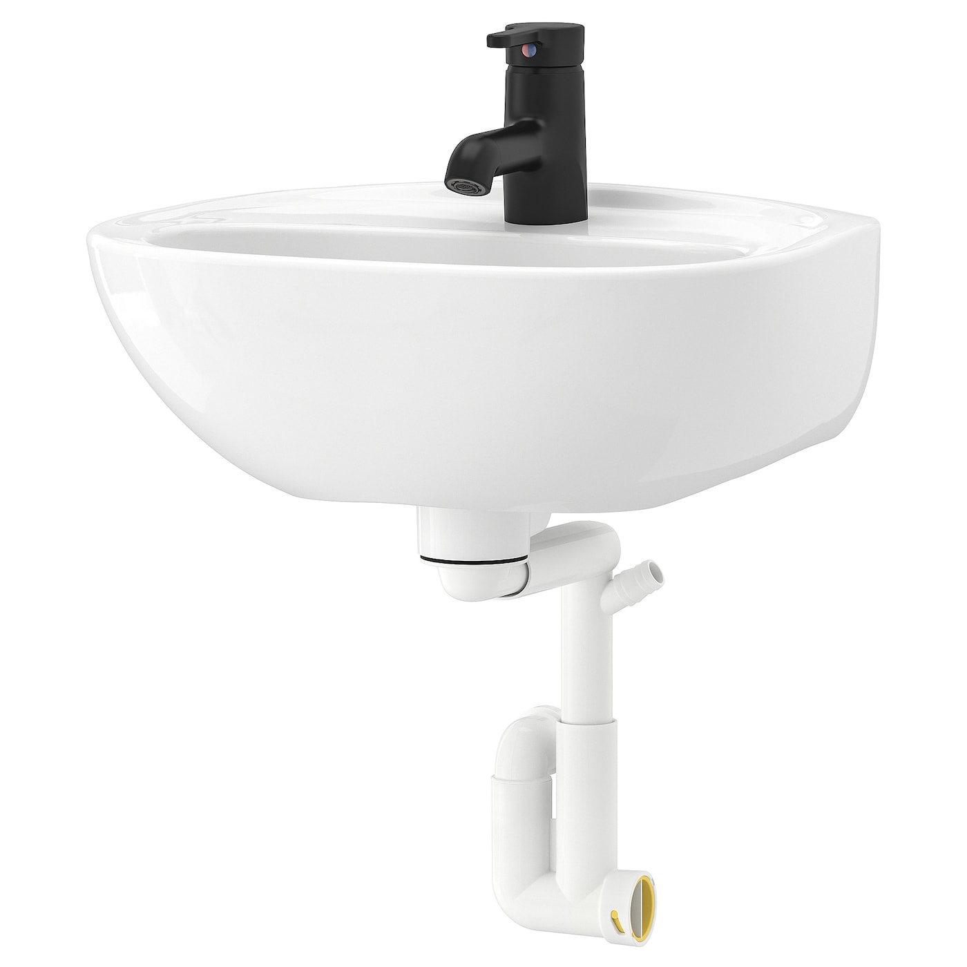 Раковина с сифоном и смесителем - IKEA SKATSJÖN/SKATSJON/RÄNNILEN/RANNILEN/SALJEN, 45х35 см, белый, СКАТШЁН/РЭННИЛЕН/САЛЬЕН ИКЕА