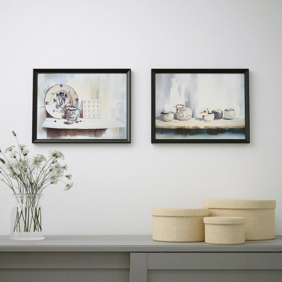 Постер, 2 шт. - IKEA BILD, 40х30 см, «Белая и синяя керамика», БИЛЬД ИКЕА (изображение №2)