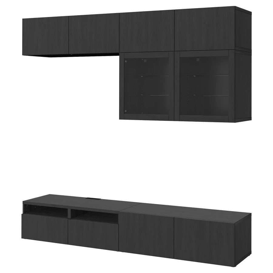Комбинация для хранения ТВ - IKEA BESTÅ/BESTA, 231x42x240см, черный, БЕСТО ИКЕА (изображение №1)