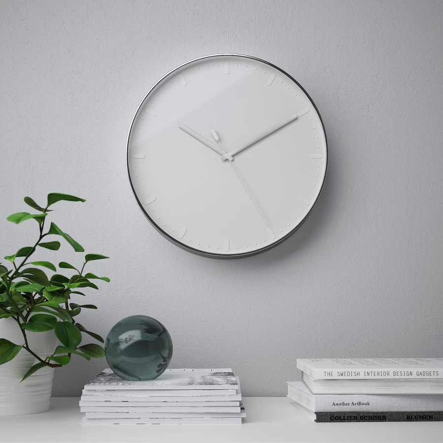 Настенные часы - IKEA MALLHOPPA/МАЛЛХОППА ИКЕА, 35 см, белый (изображение №2)