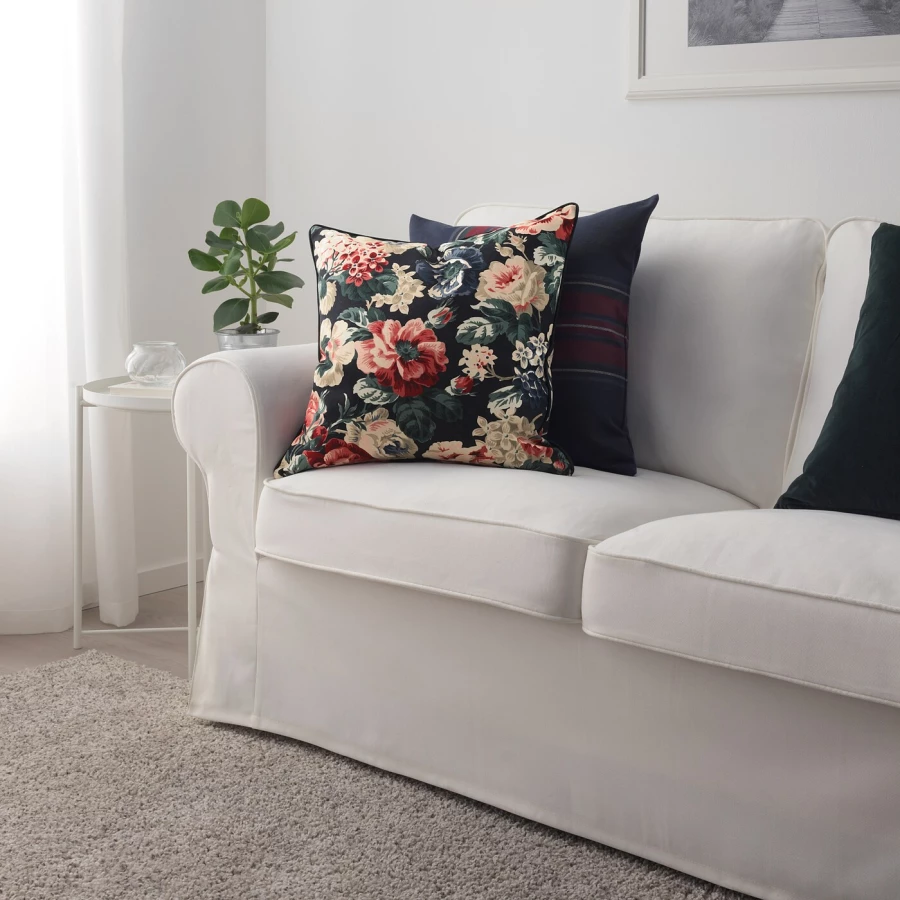 Чехол на подушку - LEIKNY IKEA/  ЛЕЙКНИ ИКЕА, 50х50 см,  цветочный рисунок (изображение №3)